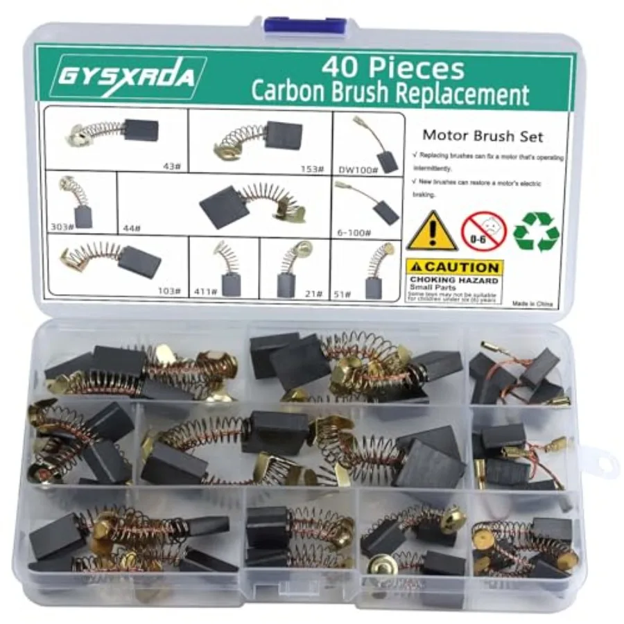 Electric Motor Carbon Brushes Set - 0 Replacement Repair Kit with 10 Sizes, Suitable for Repair Power Tools Part