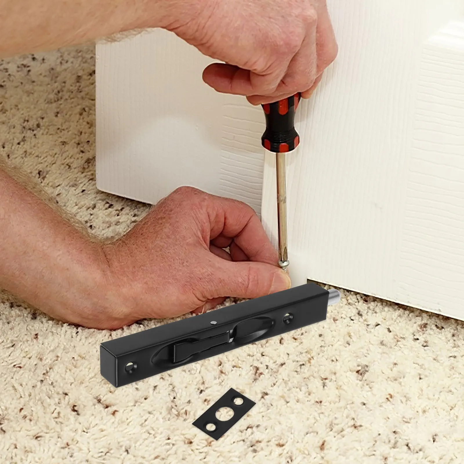 1 مجموعة 6 بوصة صندوق من الفولاذ المقاوم للصدأ فلوش بولت نحى الأسود لأبواب المرآب الفرنسية المزدوجة مزلاج الشريحة الأجهزة قفل مخفي