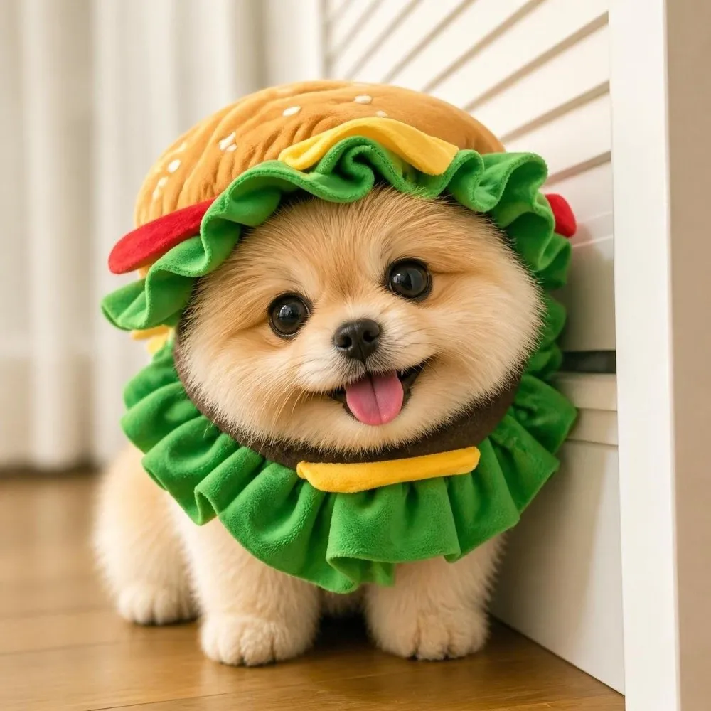 Festival Hamburger Pet Burger Hat Cosplay Funny Dog Costume Hat Cross Dressing Adjustable Puppy Accessories Halloween Dress Up