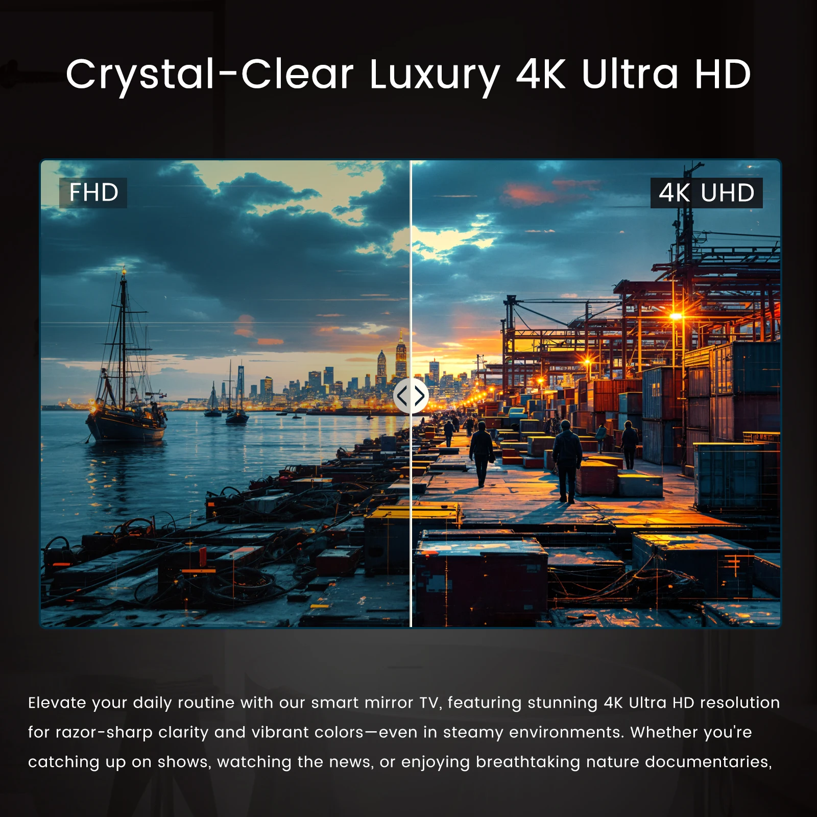 Modern Vanity Mirror Smart TV with 4K Ultra HD Soulaca 43-inch Bathroom Mirror TV (2025) LED Lights Built-in Netflix & YouTube