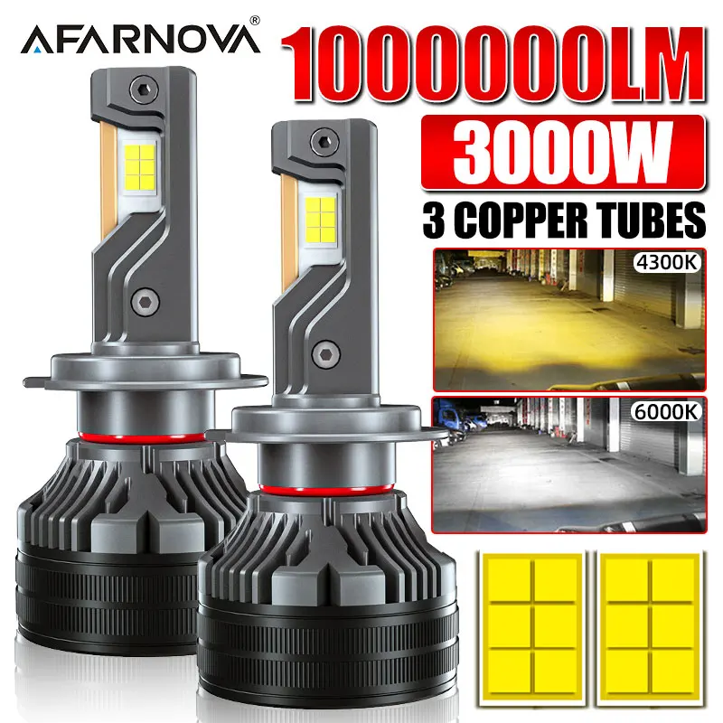 

3000W H7 Car Headlight Bulbs Canbus H4 H11 Led 3 Copper tubes 1000000LM 7785 CSP H1 H8 9005 HB3 9006 HB4 9012 HIR2 Fog Lamps