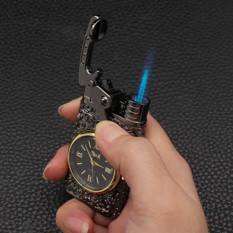 New Metal Tang Grass Relief Craft Rocker Torch Windproof Inflatable Lighter Men's Business Gift Cigarette Lighter Wholesale