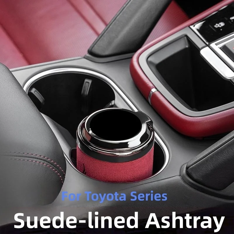 

Car Ashtray Multi-Function Leather Unique Automobile Specific LED Light Interior Ash Tray For Toyota Highlander RAV4 Avalon