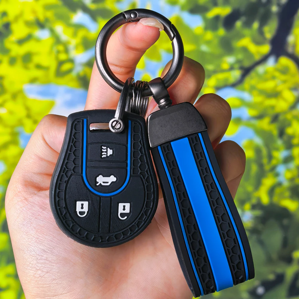 Soft Honeycomb Silicone Remote Key Fob Case with Keychain for Nissan Maxima Versa Altima Sentra Tiida Armada X-Trail