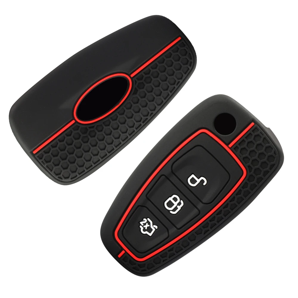 3 Button Silicone Car Remote Key Fob Cover Case For Ford Ranger C-Max S-Max Focus MK3 Galaxy Mondeo Transit Tourneo Custom