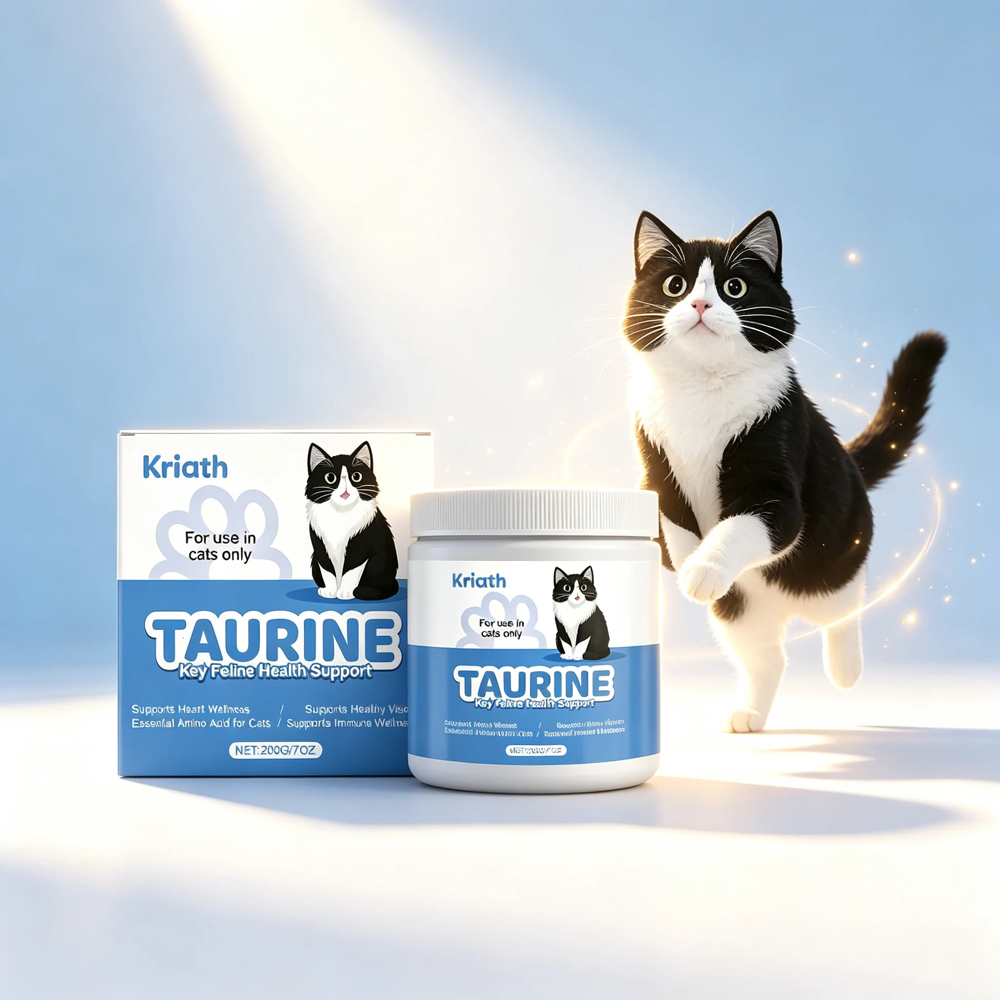 Taurine Supplement Powder for Cats, Vet‑Friendly Mild Formula, Daily Feline Nutritional Support for Overall Pet Wellness