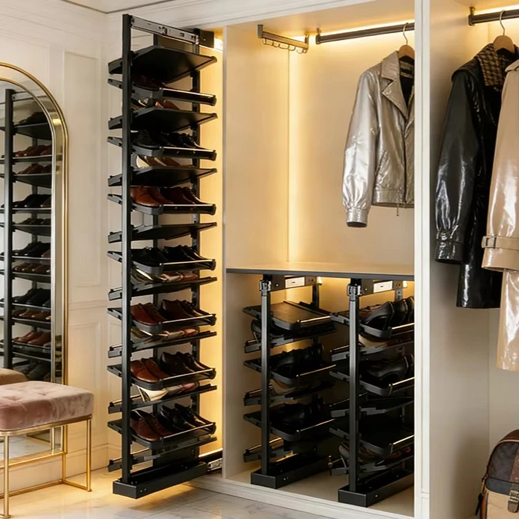 Aluminum Alloy Ultra-thin Built-in Sliding Shoe Rack Storage Organizer for Home Wardrobe Racks Hardware Cabinet Unit