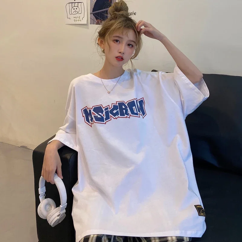 DAYIFUN Women's Short Sleeve T-Shirts Hip Pop Streetwear Letter Printing T-Shirt Harajuku Style Summer Tops New Fashion Tee 2023