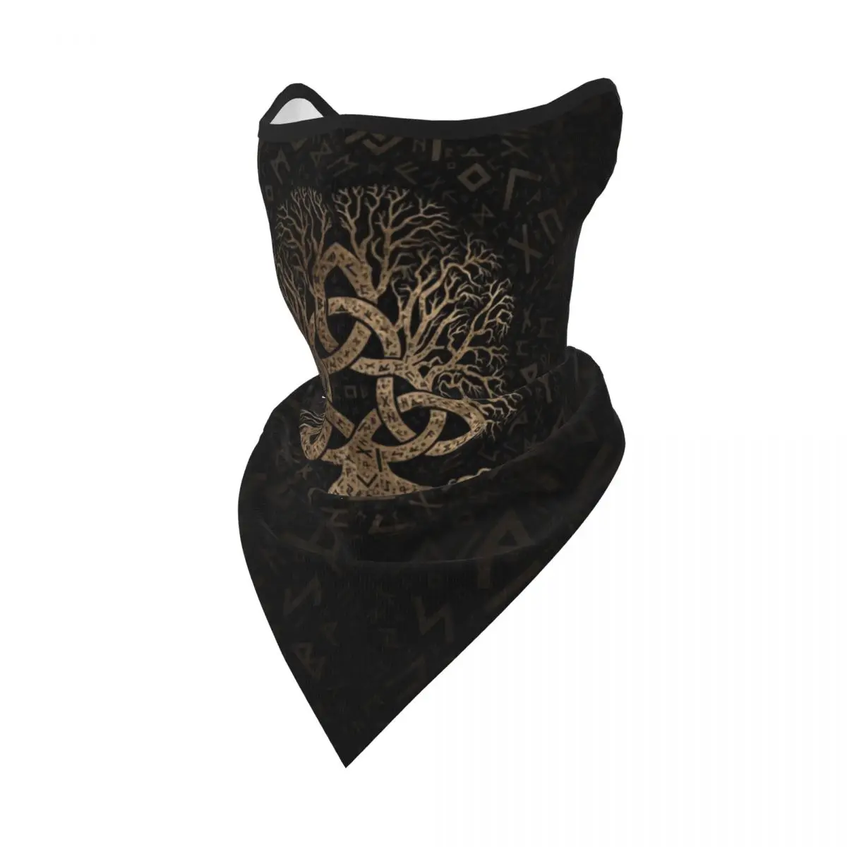 Tree Of Life With Triquetra On Futhark Bandana Neck Warmer Men Women Winter Ski Tube Scarf Gaiter Vikings Face Mask Cover