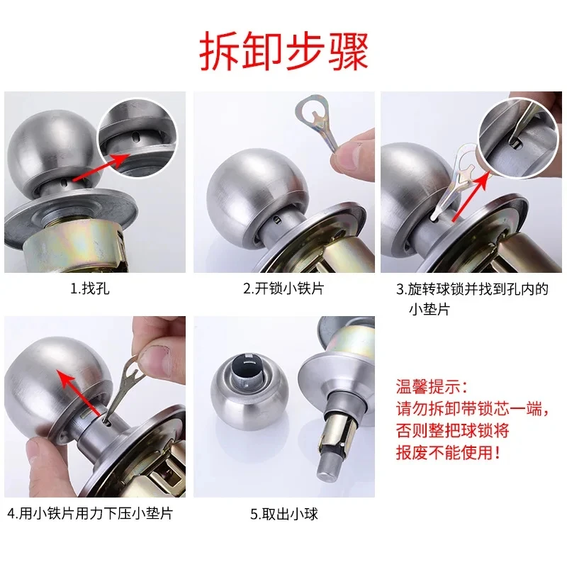 Aluminum Alloy Round Door Knobs Rotation Lock Knobset Handle Metal Door Knob With Key For Bedrooms Living Rooms Bathrooms