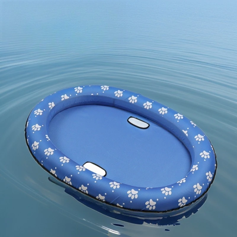 Inflatable dog floating row pet small size blue portable simple floating bed