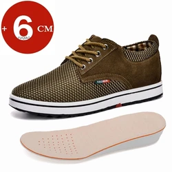 New Summer Man Mesh Breathable Elevator Shoes Lift Sneakers Hidden Heels 6CM Height Increasing Shoes Fashion Men Casual Sports