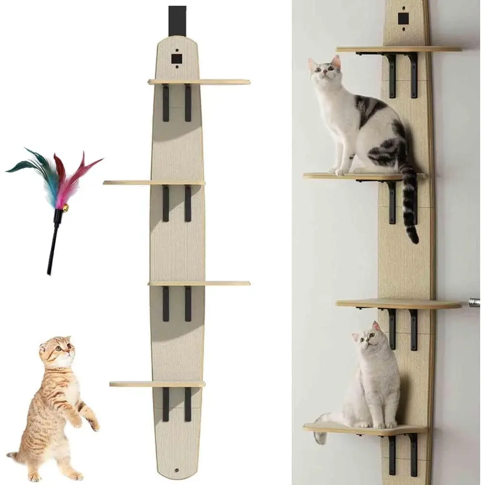 Multi-Level Hanging Door Cat Tree with 4 Perches and Removable Mat, Basic Model