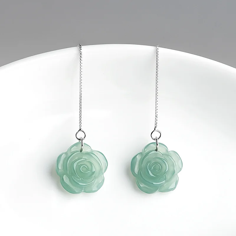 Fashionable Women's Earrings Natural Grade a Jadeite 