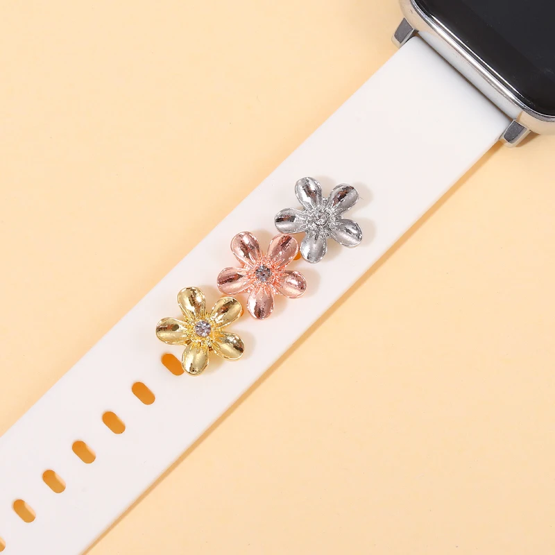 Dành Cho Iwatch Vòng Đeo Tay Hạt Charm Hoa Trang Trí Phụ Kiện Charm Dành Cho Đồng Hồ Apple Dây Đeo Móng Tay Trang Sức Dây Silicon Quyến Rũ