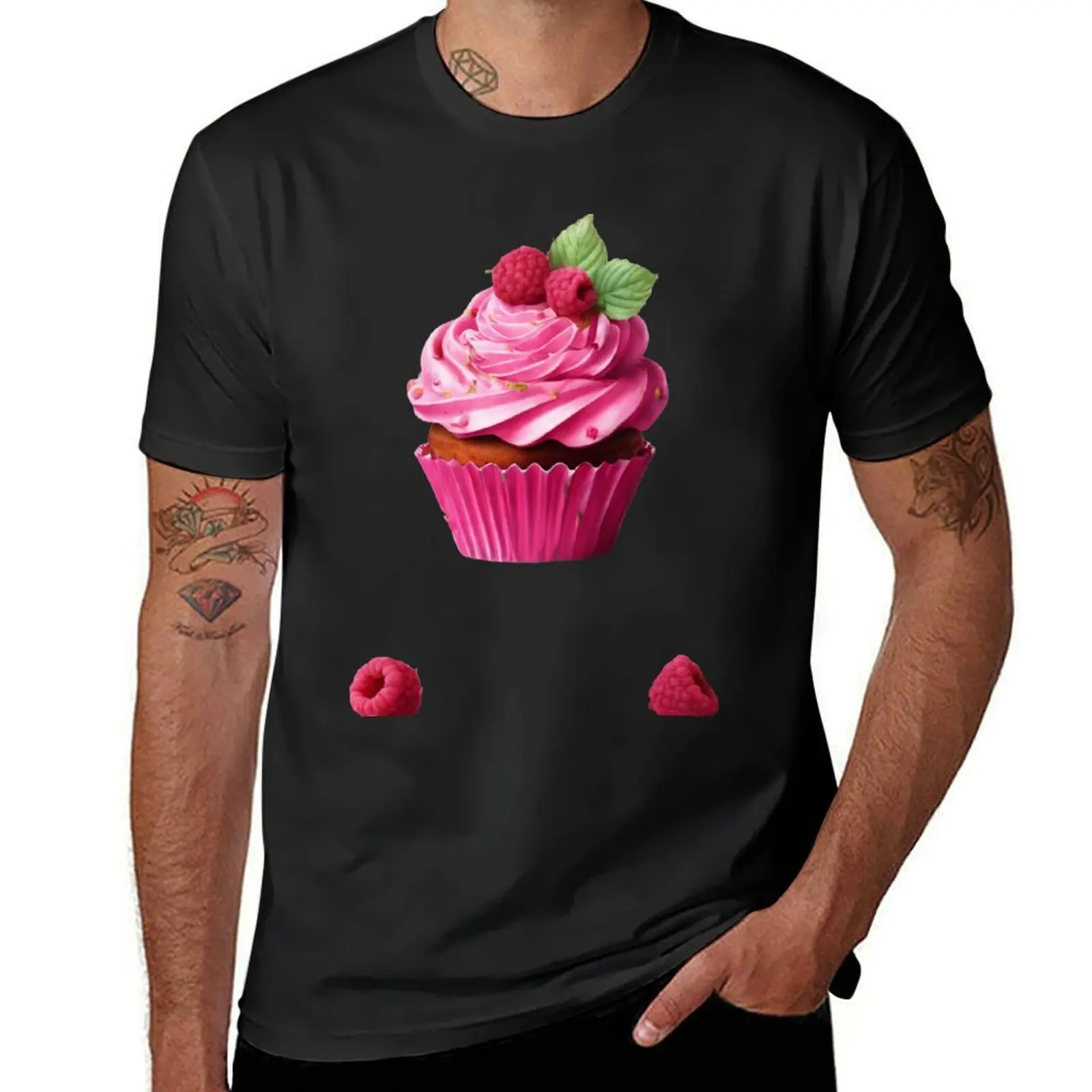 Pink Cupcake for real Baking Lovers, sugar frosting, food T-Shirt plain quick-drying cute tops T-shirts for men cotton