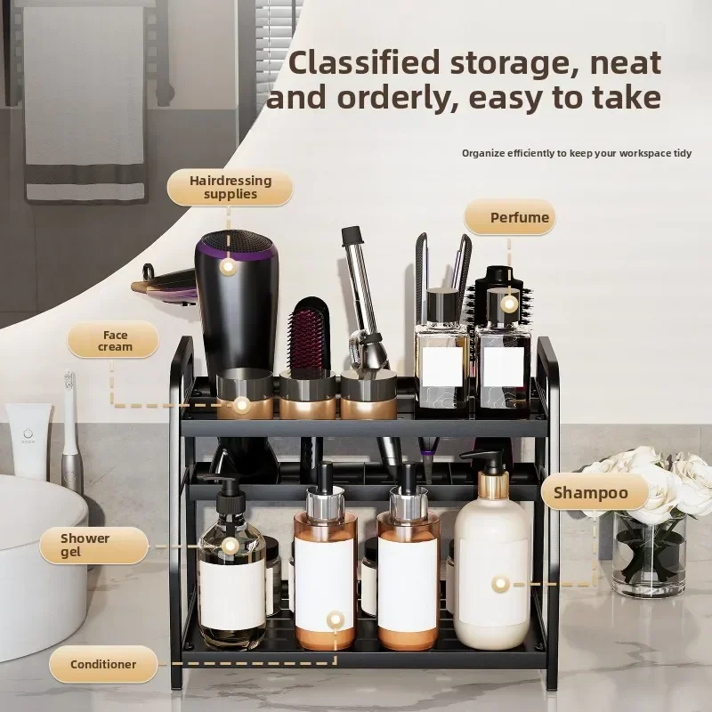 Durable Hair dryer Shelf Bathroom Countertop Splint Curling iron Bracket Hair styling Washing table Cosmetics storage rack