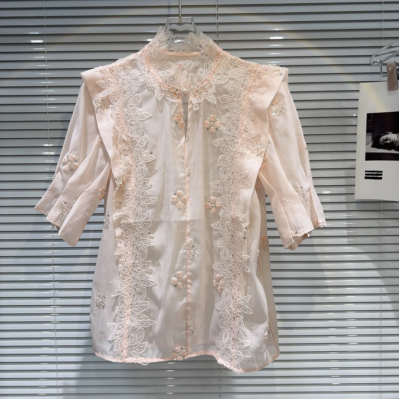 2024 Women's Summer Lace Elegant Female Socialite Chiffon Blouse Short Sleeve Feminine Loose Comfort Nice Straight Blouse