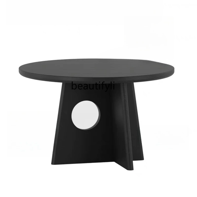 

Modern simple solid wood home design light luxury restaurant round dining table combination dining table and chairs