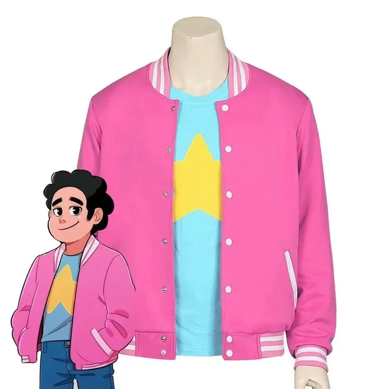 

Halloween party boy universe Steven Universe Quartz anime jacket sweater coat blue T-shirt pink coat cosplay suit