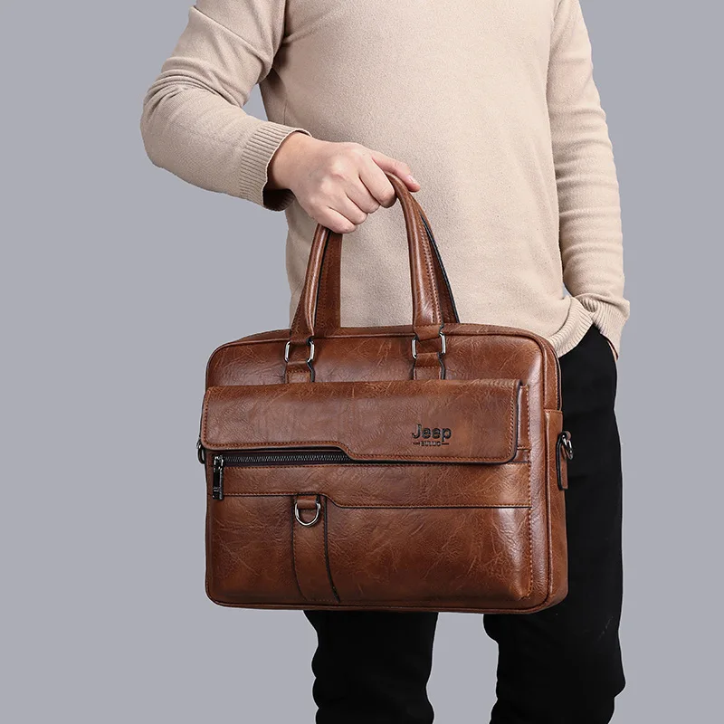 Business Men's Bags 2024 New Tide Men's Shoulder Handbag Horizontal Fashion Crossbody Bag Business Briefcase