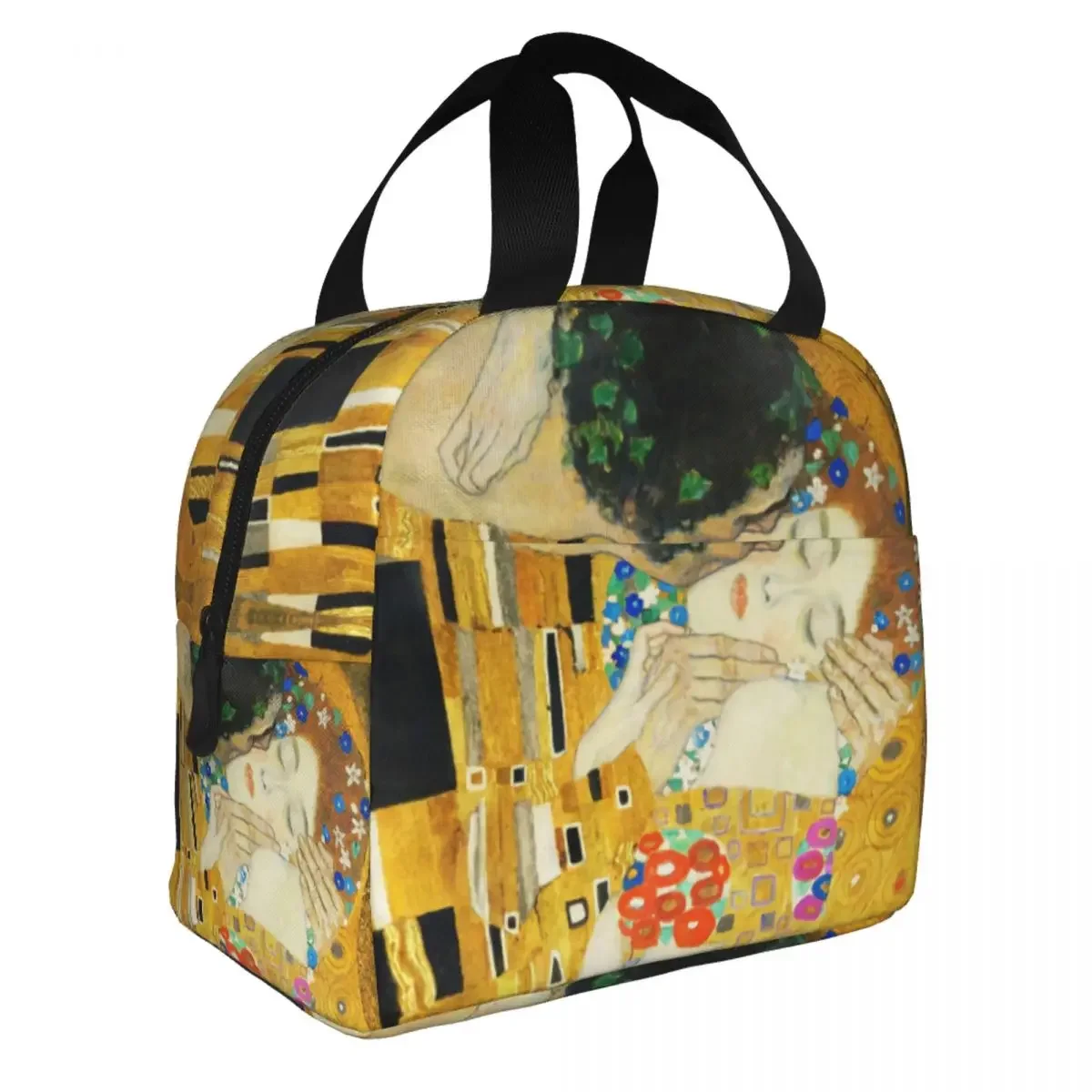 

Klimt Kiss Insulated Lunch Tote Bag for Women Portable Thermal Cooler Gustav Klimt Freyas Art Lunch Box Work School Food Bags