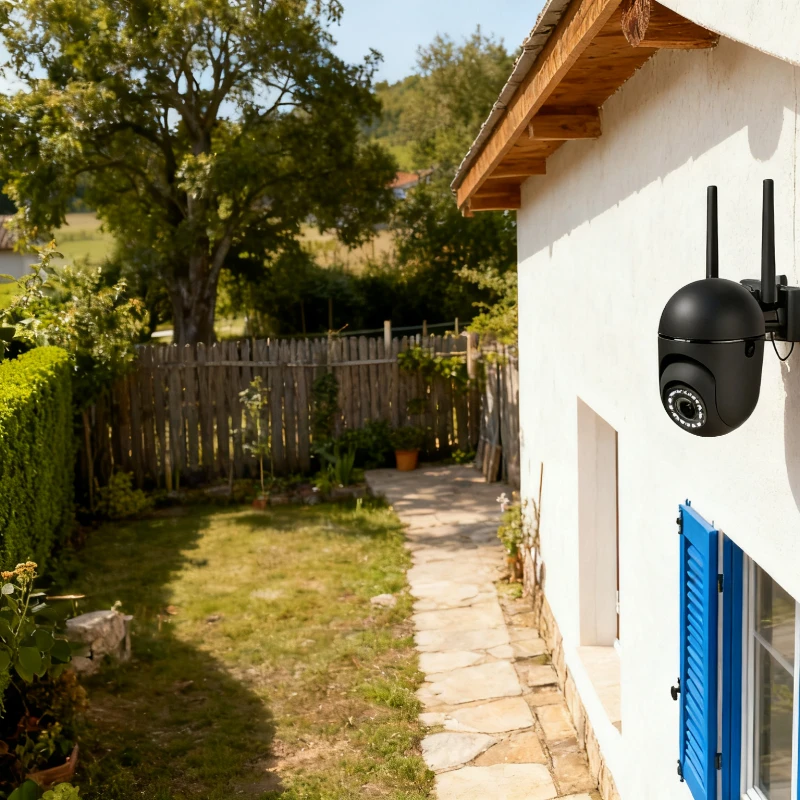 Câmera HD de 8 MP com zoom digital 4X, visão noturna colorida, detecção humana automática e função Bluetooth