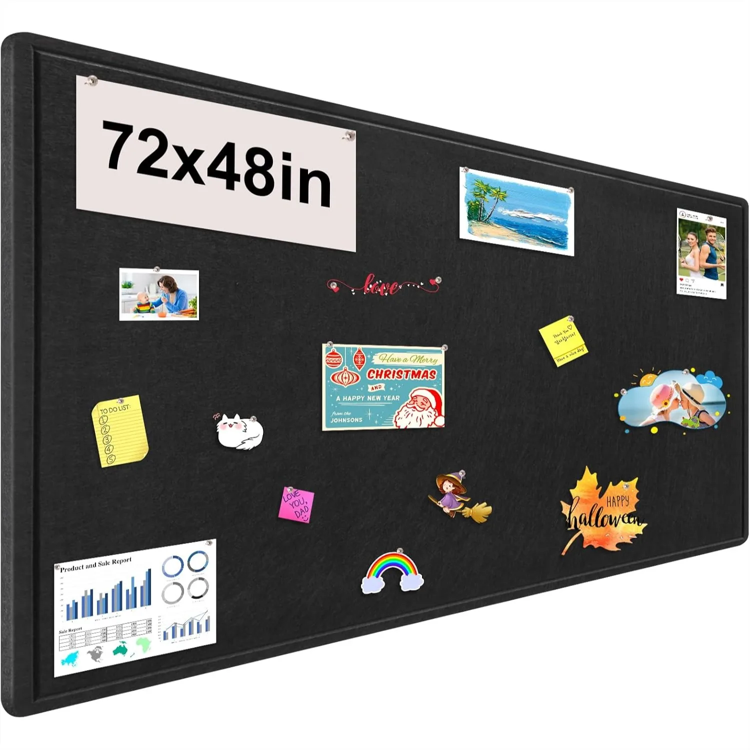 

Large Felt Bulletin Board 72x48 Inches, Foldable Cork Board Alternative with Self-Adhesive Backing, Vision Board for Wall