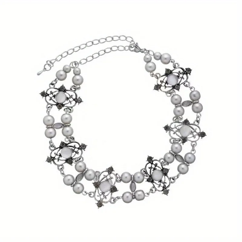 New Vintage Necklace Double-Deck Pearl Tiger-Eye Luxury Court Style Unisex Choker for Women Men Couple Jewelry