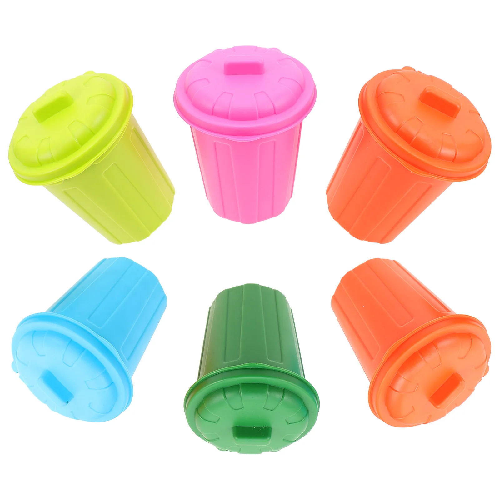 6Pcs Mini Desk Trash Can Compact Desktop Trash Bin Lidded Tiny Garbage Bin Portable Pen Holder for Office Home Classroom