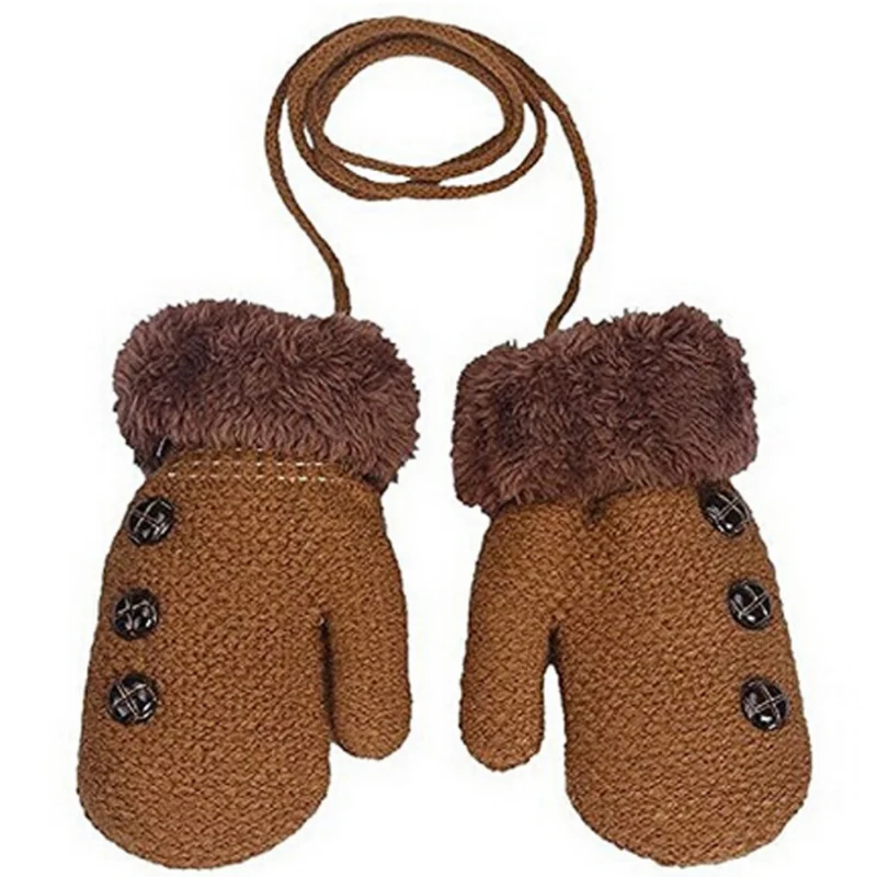 Autumn and Winter Baby Gloves Children\'s Mittens Winter Wool Knitted Gloves Children Warm Rope Mittens 1-3 Years