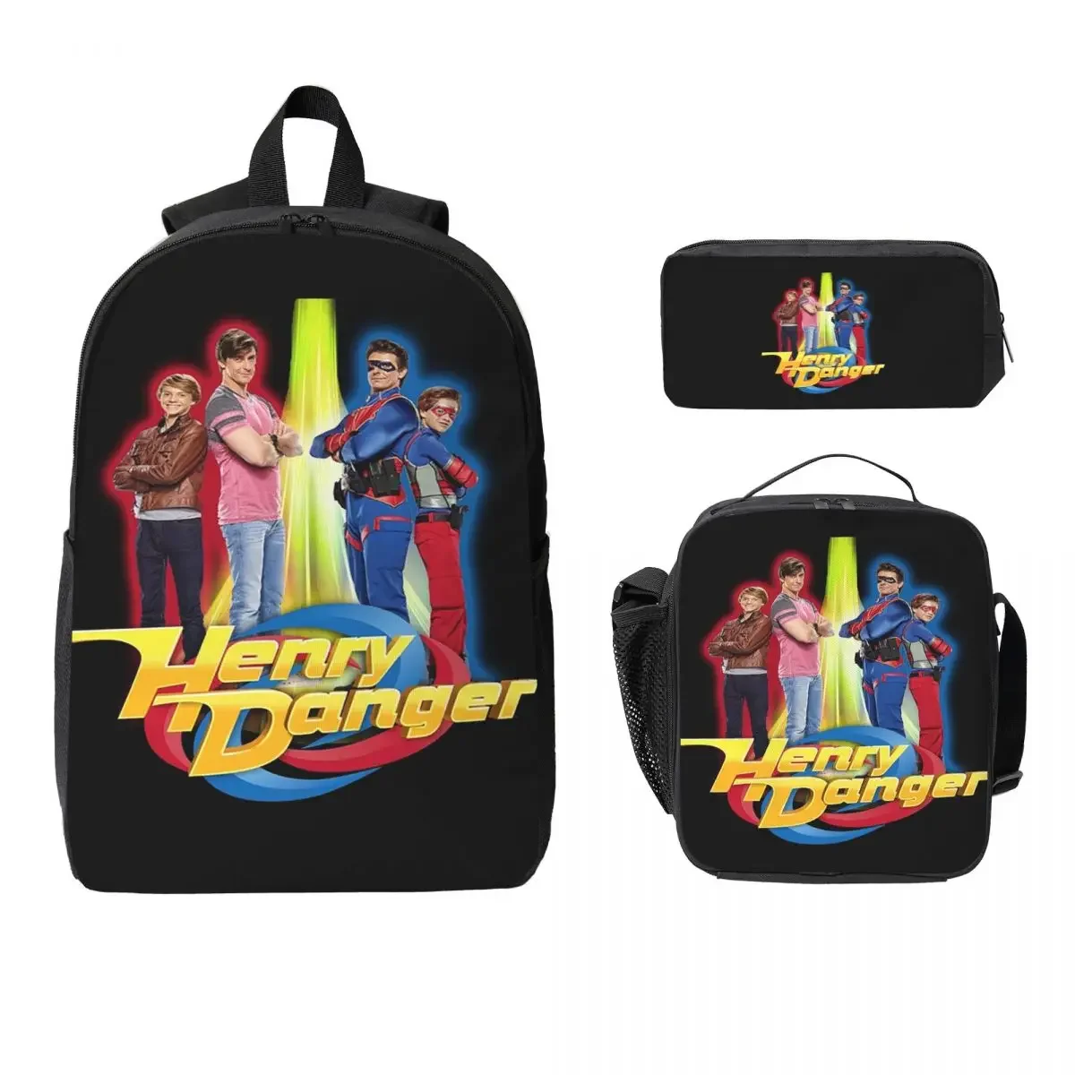 Henry Danger Secret Identities Backpack Student BookBag School Bag Laptop Shoulder Bags 3ps Insulated Lunch Bag Pencil Case