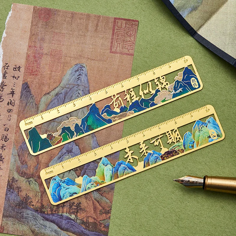 Ruler Bookmark, Classic Chinese Ancient Painting Page Marker, Vintage Cultural Stationery, Birthday Gift for Students Classmates