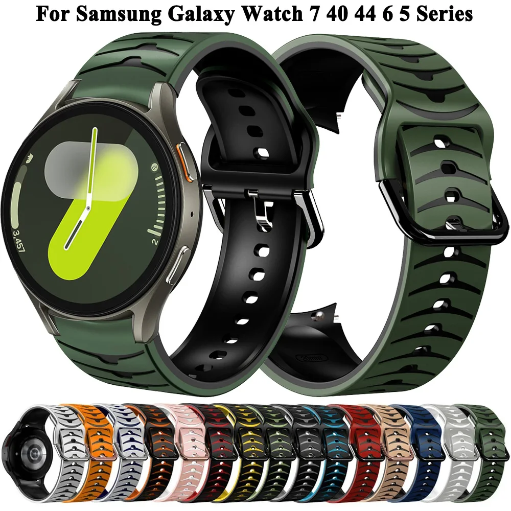 20mm Soft Silicone Strap Compatible For Samsung Galaxy Watch 7 6 5 4 Wristband with arc interface Replacement Band Accessories