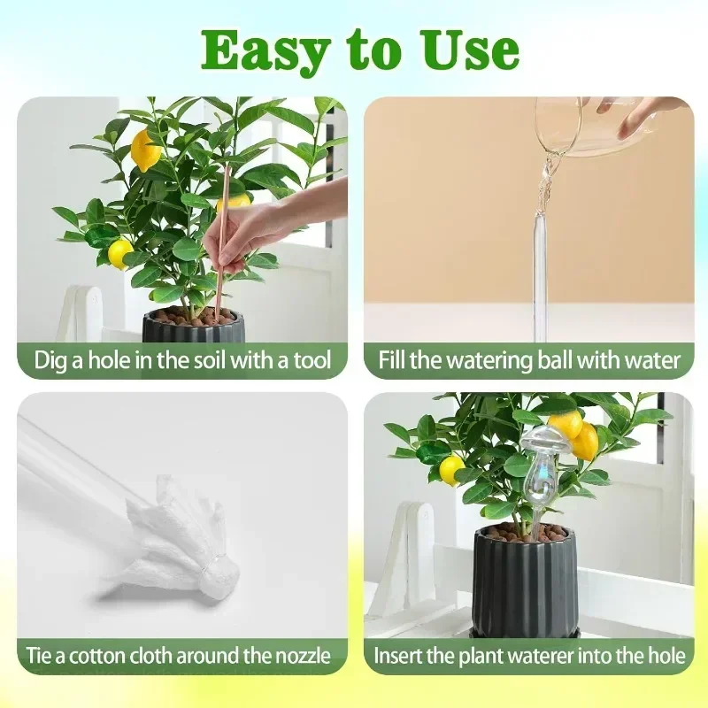Plastic Mushroom Ball Self Watering Planter, Rainbow Gradient Automatic Watering Device, for Indoor Plant Laser Garden Tool