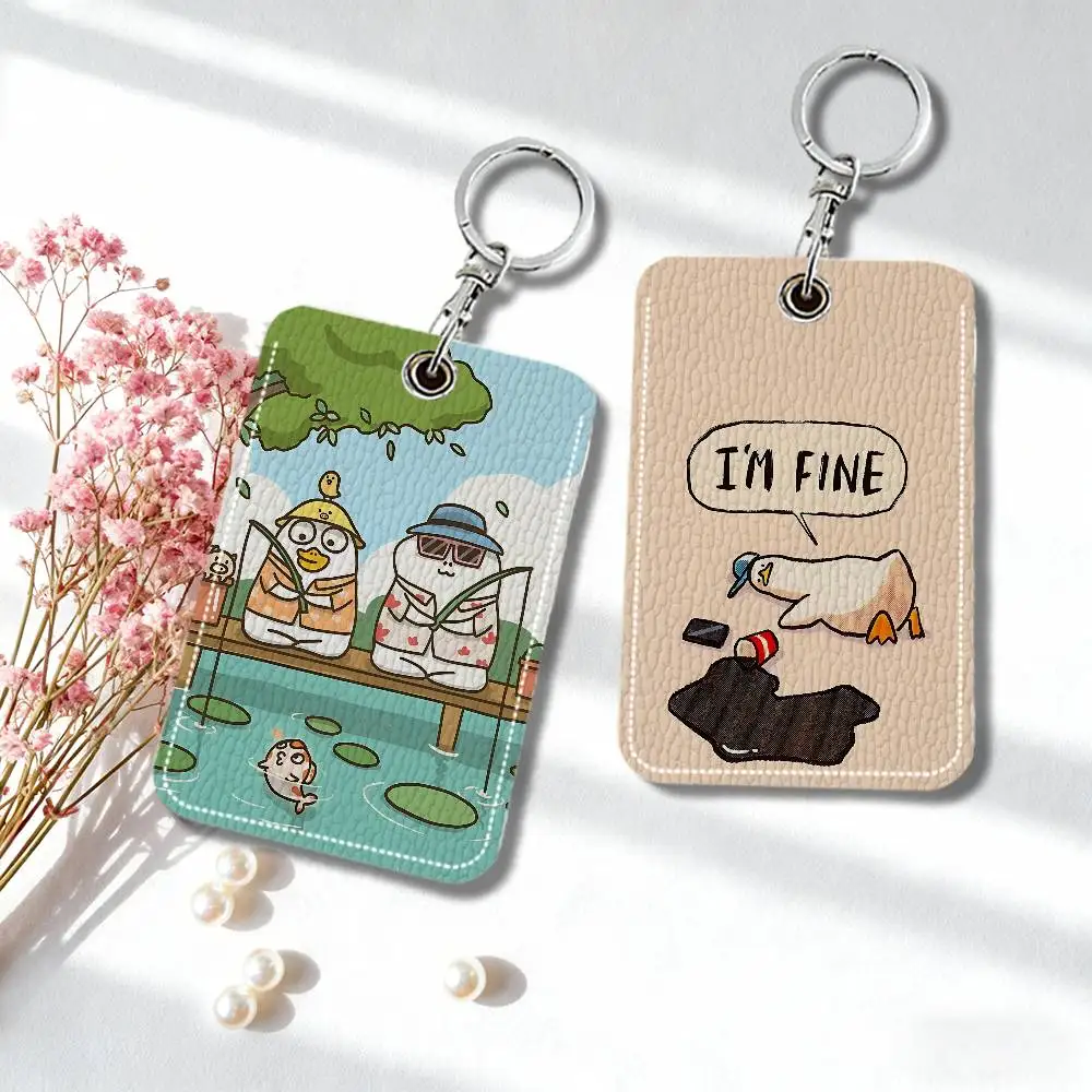 

Cute Cartoon Duck Sign Rectangle Keychain Card Holder, Badge Credit Card Holder, Student ID Card Holder, Bus Cards Cover