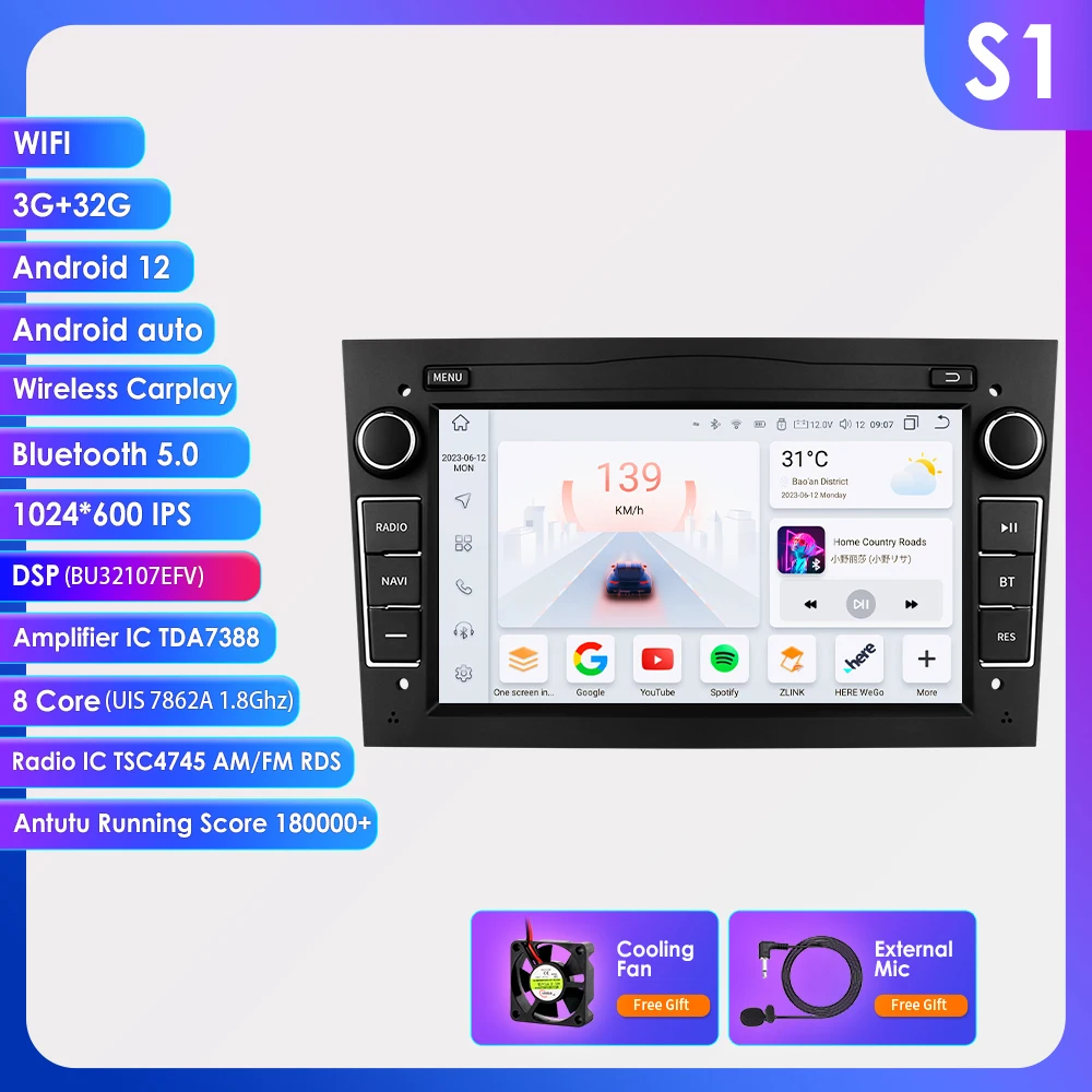 Android 14 Autoradio voor Opel Astra H J 2004 Vectra Vauxhall Antara Zafira Corsa C D Vivaro Meriva Carplay GPS Multimedia Speler