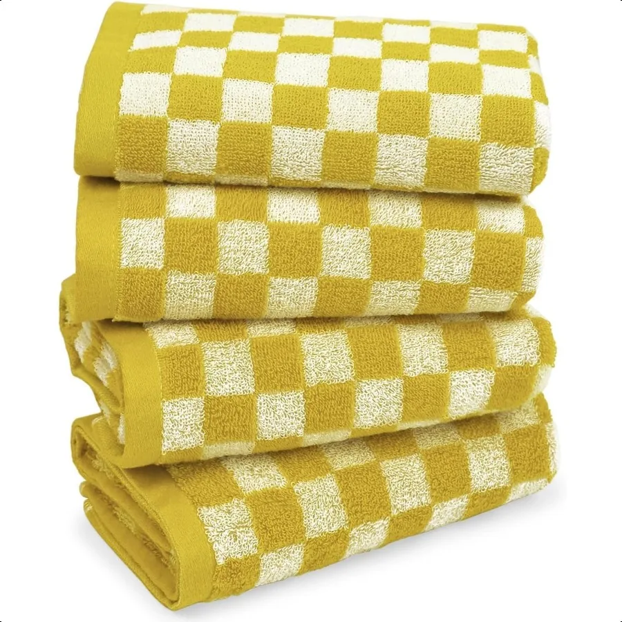 

4 Pcs Hand Towels for Bathroom Checkered Cotton Soft Absorbent Cute Checkered Bathroom Towel Fall Decor 13 x 29 Inches