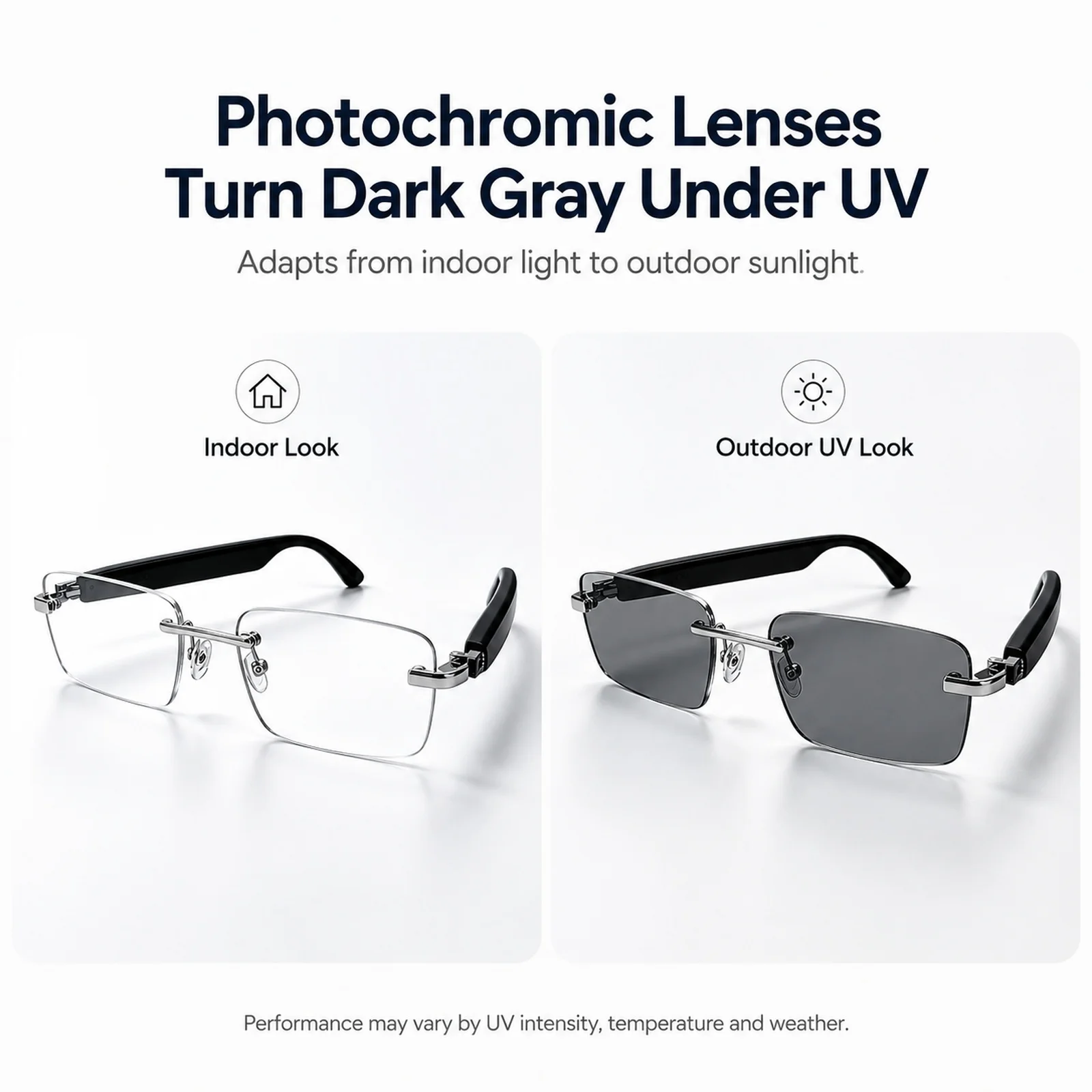 Bluetooth Smart Sunglasses, Photochromic Smartglasses and Open Ear Audio Glasses with Dual Mics for Calls and Outdoor Use - view 4