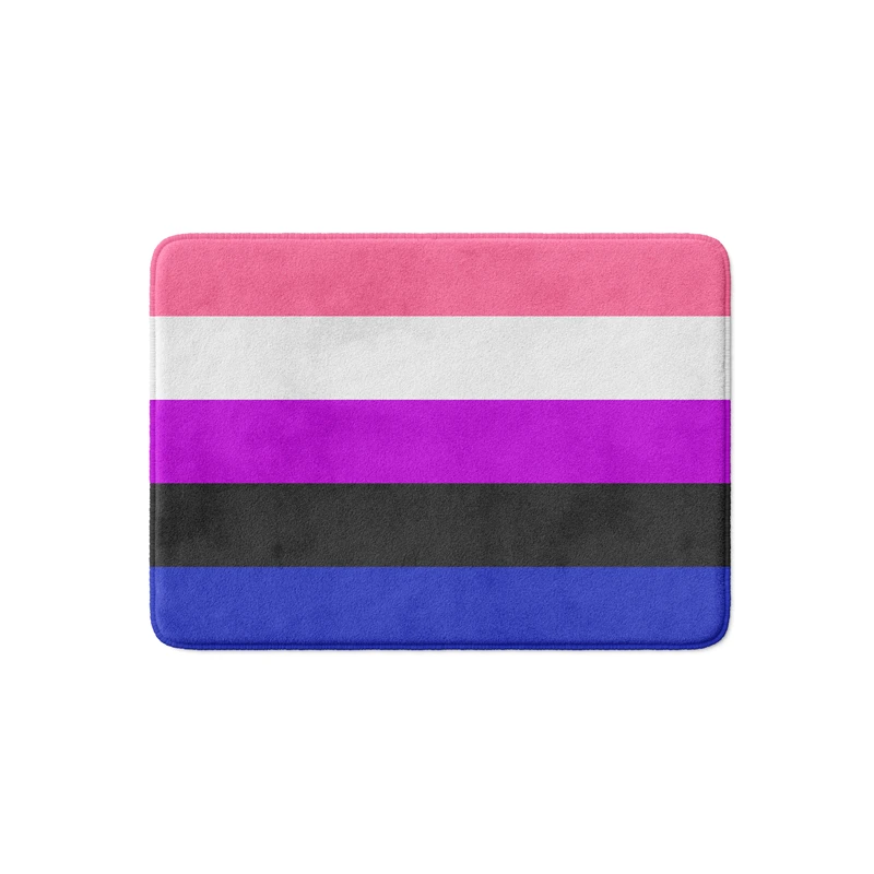 

Gaslight Gatekeep Girlboss Genderfluid Pride Flag Bath Mat with Non Slip Base Absorbent Super Cozy Flannel Bathroom Rug Carpet