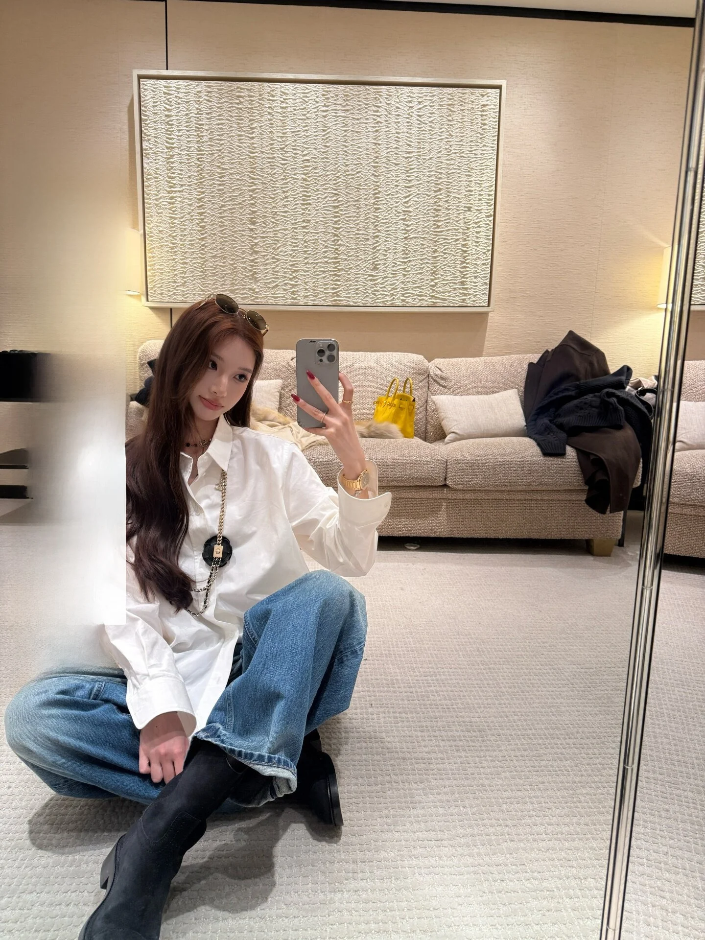 

Classic Yangzifan YS irt Premium Pure Cotton Long Sve Comfortable Breathable Commute Versatile Loose Fit Women's irt