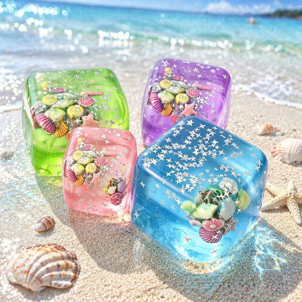 Christmas Ice Cube Squishy Toy Non Stick High Transparency Icy Maltose Block Stress Relief Fidget Toy Cross Border Hot Sale