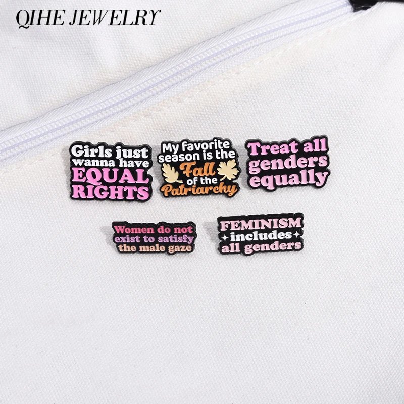 Women Girls Power Enamel Pins Custom Treat All Genders Equally Brooches Backpack Lapel Badge Jewelry Gift for Female Friends