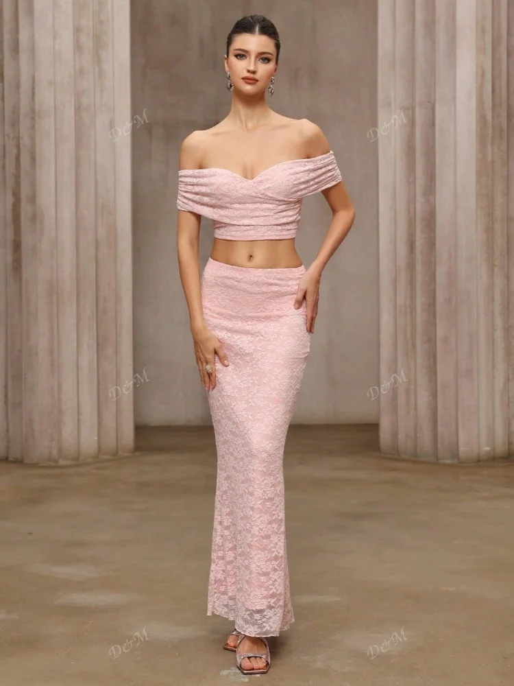 D&M plissado magro bodycon ماكسي فيستدو لونغو فيمينينو فورا دو أومبرو 2025 روزا فيستدو دي ريندا ريتالهوس مثير فيستدوس دي فيستا #3