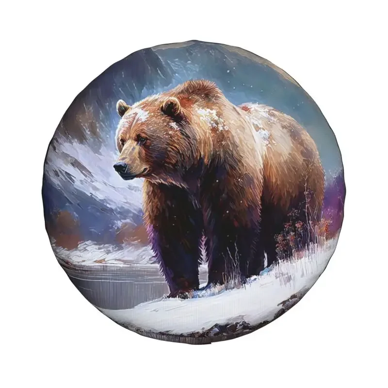 Custom Great Brown Grizzly Bear Tire Cover 4WD 4x4 RV Spare Wheel Protector for Toyota Land Cruiser Prado 14