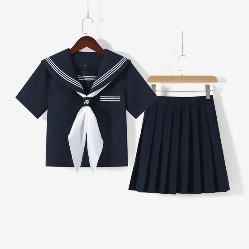 Lolita Japanese School Uniform Dress for Women Cosplay Costume Sailor Top Tie, Pleated Skirt Outfit for Girls, Japan Anime, Girl