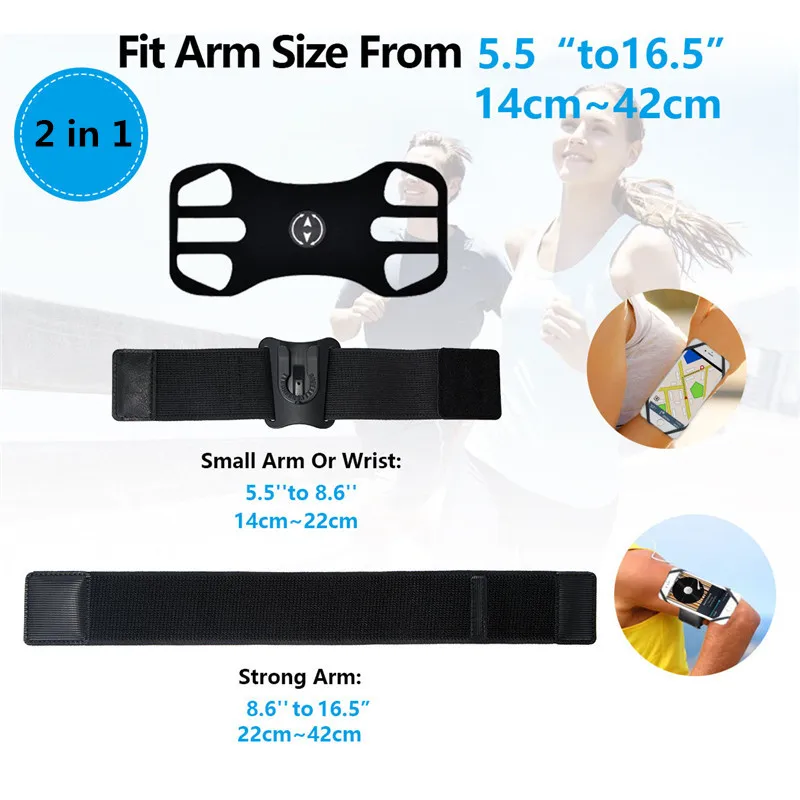 

Gym Outdoor Sports Armband Phone Holder Detachable 360 Degree Rotation Silicone Arm Band Bracket Wide compatibility Phone Stand