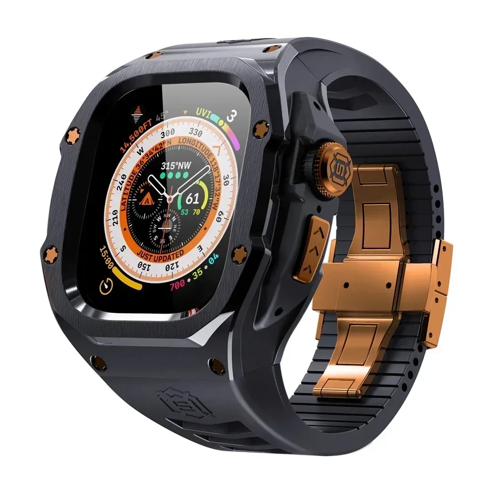 Luxuriöses Modifikationsset für Apple Watch Ultra 2 49 mm, Edelstahlgehäuse für IWatch 9 8 7 6 45 mm 44 mm Sportarmband-Ersatz – Detail 15