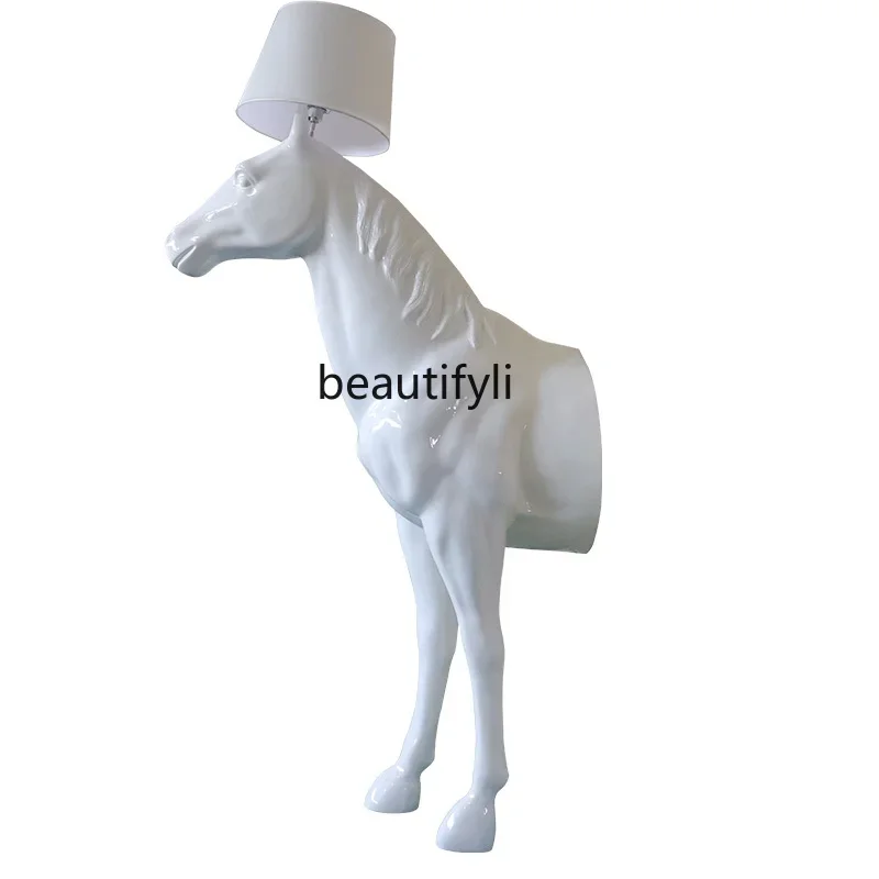 

Creative Half-Body Horse Sculpture Lamp Hotel Lobby Entrance Nordic Decoration Crafts Floor Ornaments Lamp