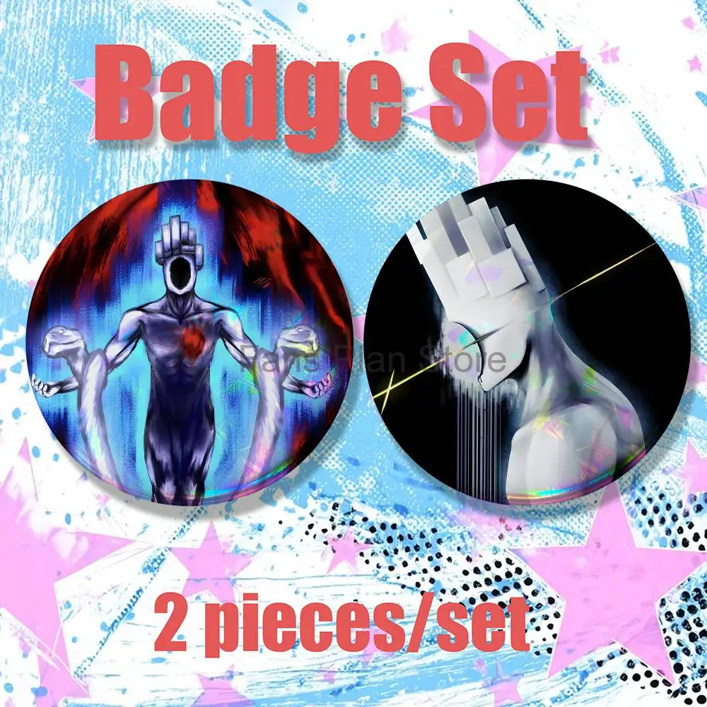 U-ULTRAKILL Minnos Prime Brooches For Backpack Accessories 25,32,44,58,75mm Round Enamel Pins 2-piece Set Cartoon Anime Badge
